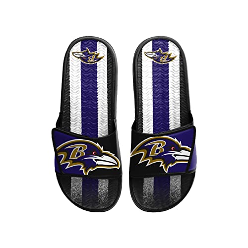 Image of FOCO mens NFL Team Stripe Logo Athletic Sport Shower Flip Flop Sandals Gel Slides