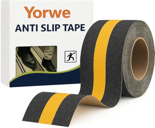Image of YORWE Anti Slip Stair Tape with Glow in the Dark Strip - Heavy Duty Waterproof Non Slip Traction Tape for Stairs, Steps, Outdoor & Indoor Safety (Green, 15 Meter)