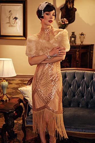 BABEYOND 1920s Flapper Dress Long Fringed Gatsby Dress Vintage Art Deco Dress4