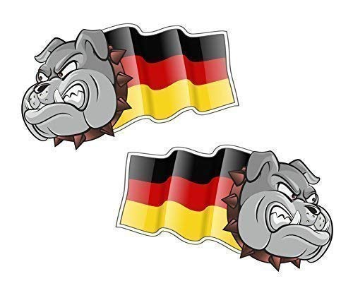 Sticar-It Ltd Mano Par de Alemania Bandera de Alemania Mascota Bulldog Vinilo para Coche Bicicleta Casco Pegatinas Pequeño 50mm Ancha