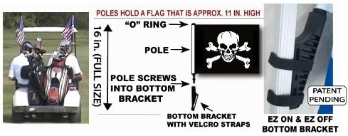 Pirate/Jolly Roger Golf Cart Flag EZ On & Off Bracket