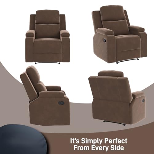 Image of Amazon Brand - Solimo Emerald | Single Seater Sofa Recliner | Manual Recliner (Velvet Brown)