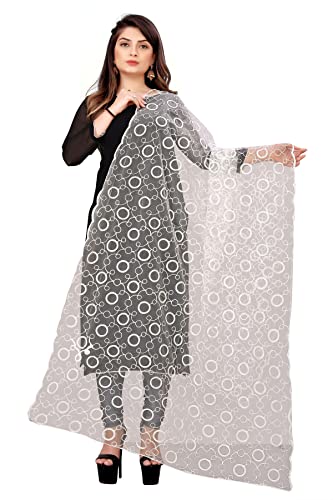 Écharpe brodée pour femme et fille blanche avec léger défaut de tissage