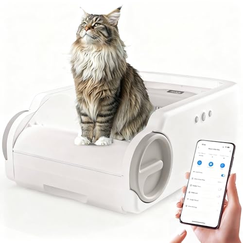 Open-Top Automatic Litter Box Self Cleaning Cat Litter Box Electr...