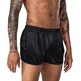 FIROTTII Men's 3 inch Satin Shorts Silk Boxers Satin Sleep Lounge Shorts Pajamas Bottom (Black M)
