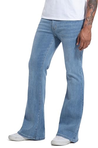 Men's Stretch Slim Fit Bell Bottom Denim Disco Pants Flared Jeans-31 Inseam4
