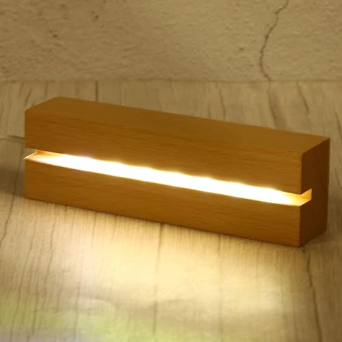 Base Luminosa a LED in Legno per Luce Notturna, Supporto Rettangolo in Legno per Lampada Foto