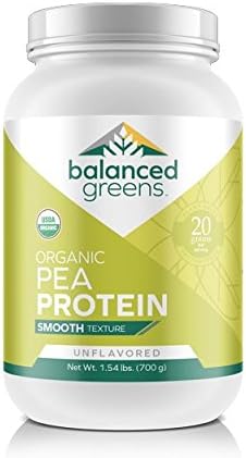 Raw Vegan Pea Protein Powder – 20 g. of Certified-Organic, Plant Based Protein Powder with BCAAs and Iron Known to Boost Energy, Strength, Focus, and More by Balanced Greens, unflavored, 27 Servings