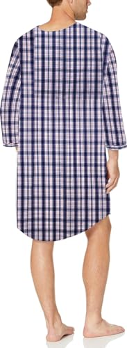 Men's Woven Nightshirt Gown Long Sleeve V-neck Cotton/Poly Front Snaps Nightwear Comfortable Pajama sleepwear2