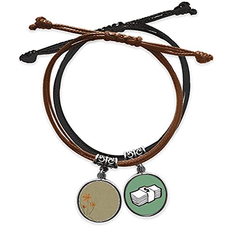 Pulsera Lino Orchid bordada cadena de mano de cuero con amuleto dinero