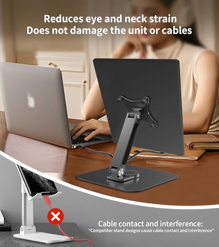 Image of 13-17.3 inch Monitor Stand with 360 Swivel Base, 75mm VESA Single-Arm Mount w / M4 Screws for Portable Monitor, Adjustable Angle & Tilt & Rotation - Touchscreen Desktop Display Stand (Black)
