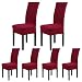 CosyVie Super Fit Universal Stretch Dining Chair Covers, Removable Washable Slipcovers for Dining Room Chairs 6 Pcs/Pack (WineRed)