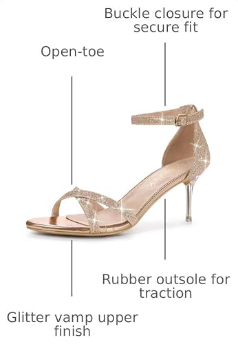 Allegra K Allegra K Women Sparkly Glitter Clear Stiletto Heels Ankle Straps Sandals