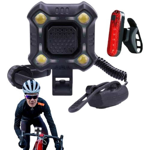 Bike Horn | USB Rechargeable Bicyclé Horn with Front Light Tail | 140DB, 2 Sound Modes Loud Bicyclé Bell with Wide Range Floodlight | Scooter Bell for Mountain Bikes, Road Bikes, Scooters