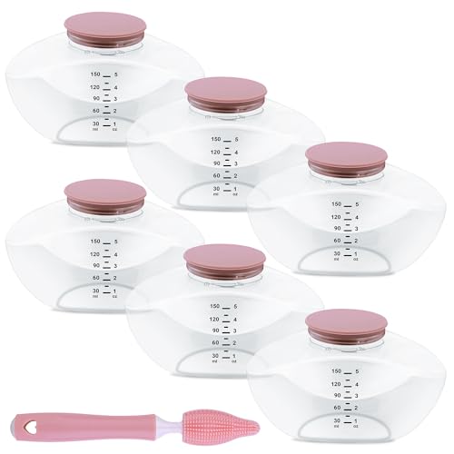 Image of Pump Bottles Compatible with M9-6 Pack 150ml Breastmilk Storage Containers, Electric Breast Pump Replacement Kit, Breast Pump Parts for Breastfeeding Moms
