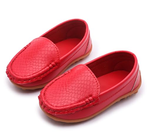 image for LONSOEN Toddler/Little Kid Boys Girls Soft Synthetic Leather Loafer Sl