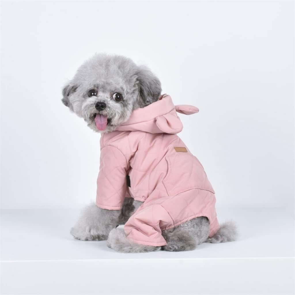 Pet Dog Jumpsuit Clothes Winter Warm Pet Four Legged Hoodies Clothing for Small Medium Dogs Pet Chihuahua French Bulldog Apparel (Pink S code)