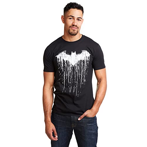 DC Comics Camiseta con Pintura de Batman para Hombre, Negra, Talla XL, Reino Unido