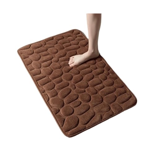 ット カーペット バスルームとトイレのフロアマット エンボス加工 ストーン柄 フットカーペット 吸水性と滑り止め効果 ラグ グレー カーペット(Coffee,40cm)