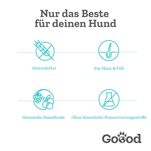 Goood Adult Nachhaltige Forelle Probierpaket – 300g Trockenfutter, 400g Nassfutter, 2X 100g Snacks - Hundefutter mit hochwertigen Proteinen, getreidefrei – für alle Rassen und Größen