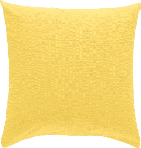 Erwin Müller Kissenbezug, Kissenhülle Seersucker Uni Serie Rosenheim gelb Größe 80x80 cm - pflegeleicht, bügelfrei, mit Reißverschluss