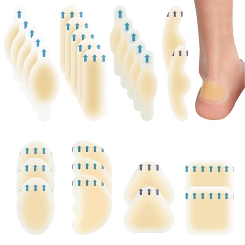 FORETOGO 28 Pezzi Cerotti per Vesciche,8 Misure Cerotti Piedi per Tallone Piede Impermeabile Cerotti per Vesciche per la Protezione di Talloni dita dei Piedi e Pelle