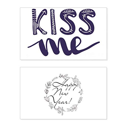 Tarjeta de año nuevo Kiss Me, una felicitación en inglés llena de afecto