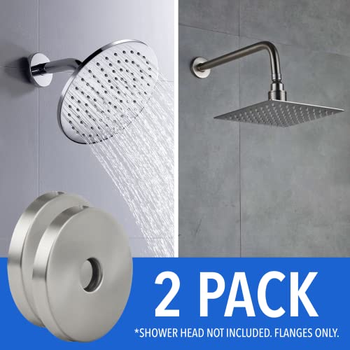 [2 Pack] Stainless Steel Showerhead Escutcheon Plate Set - Extra Large 3.5" Shower Arm Flange To Cover Up Miss Cuts - Shower Remodeling Plate For A Timelesstouch - Easy Install Plumbing Cover Plates #TOP3
