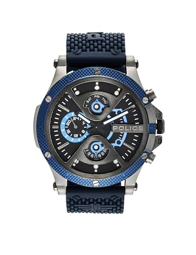 Image of Police Black Dial Multifunction Silicone Strap Watch for Men