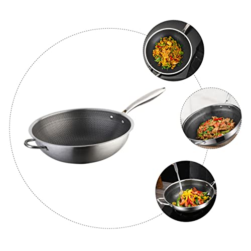 image for PRETYZOOM Stainless Steel Wok Pan Induction Wok Gas Stove Wok Tins Wok