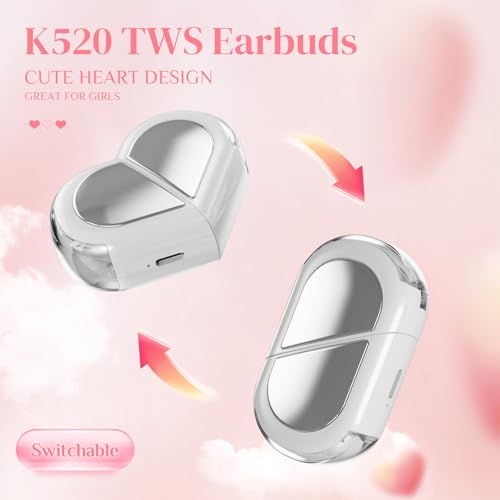 Image of Heart Wireless Earbuds for Girls Kids, Cute Small Mini Tiny Invisible Earbuds Wireless Bluetooth for Small Ears Canals Women Rose Gold Kawai Blue Tooth Ear Buds for iPhone Android