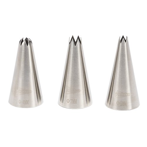 Patisse 01798 Set of 3 Different Star Icing Decorating Tips, 3, Metal