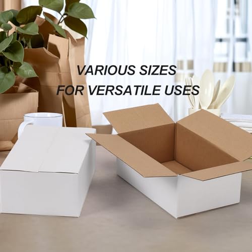 Image of 8x5x3 Shipping Boxes Set of 40, White Kraft Corrugated Cardboard Small Boxes Mailers for Packaging(20.3x12.7x7.6 cm)