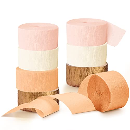 Image of AOBKIAT Pink Orange Gold Crepe Paper,8 PCS Streamers Party Decorations
