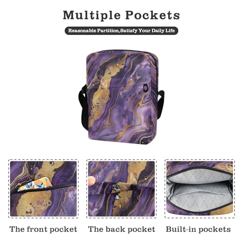 Marble Stone Purple Gold mens messenger bag Crossbody Bags For Women small crossbody purse Adjustable Strap for work Outdoor Daily2