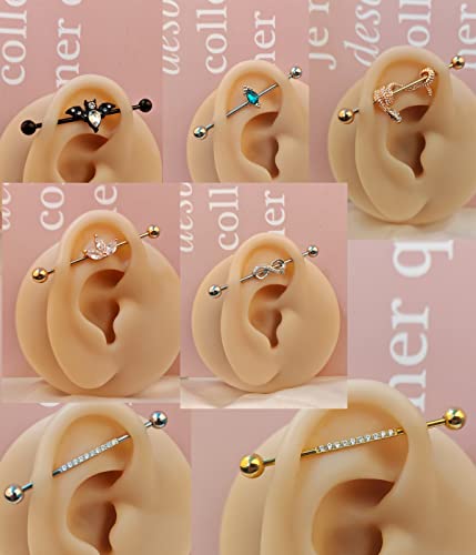 Tianci Fbyjs ７Pcs 14G Stainless Steel Industrial Piercing Barbell Earring Cartilage Body Jewelry 38Mm 1&1/2 Inch Industrial Piercing Bar For Women Men Snake Chain Dangle (7Pcs Set) #TOP1