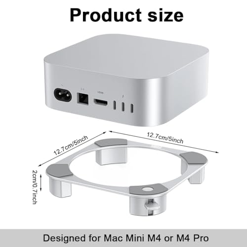Image of ZORBES Aluminum Stand for Mac mini M4 & M4 Pro, Cooling Desktop Stand, Easy Power Button Access, Anti-Slip, Sturdy Design, Heat Dissipation, 14.5x13.4x2.6cm