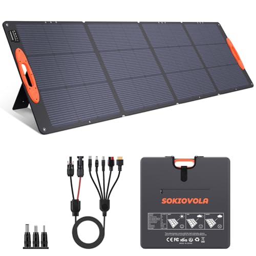 Image of SOKIOVOLA N-Type 16BB 220W Portable Solar Panel for EF/Jackery/Bluetti/Anker Power Station, IP68 Waterproof Foldable Solar Panel ETFE 25% High Efficiency for Outdoor Camping RV Trip