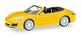 Hochwertiges Kunstoffmodell Herpa 028899 Fahrzeug Porsche 911 Carrera 4S Cabrio, Racinggelb