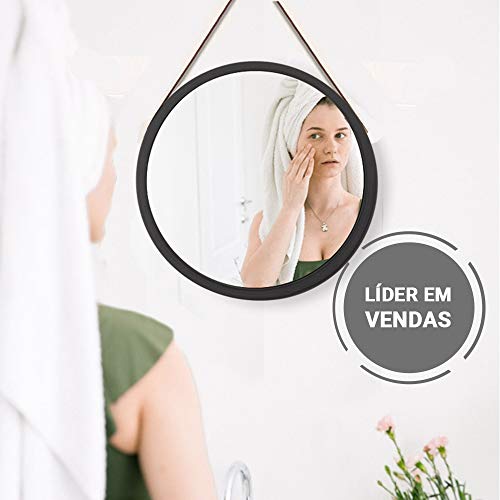 Espelho Adnet Decorativo com Moldura Plástica 45cm Cor:Preto Marrom (FW)