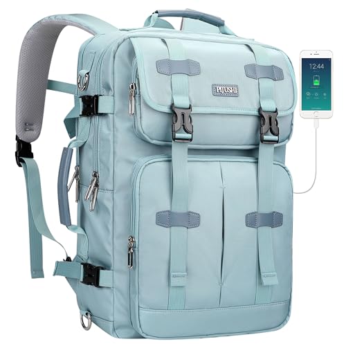 PIJUSHI-Carry-on-Travel-Backpack-for-Women-Convertible-Duffle-Bag-Flight-Approved-Luggage-Backpack-Fit-16-Inch-LaptopPE053-Teal-Blue PIJUSHI Carry on Travel Backpack for Women Convertible Duffle Bag Flight Approved Luggage Backpack Fit 16 Inch Laptop(PE053 Teal Blue) - Image 1
