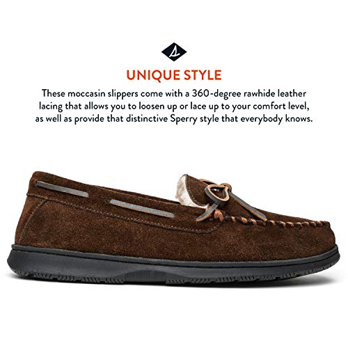 Sperry Men's Trapper Moccasin with Rawhide Leather Lacing, Chocolate, 8 M US