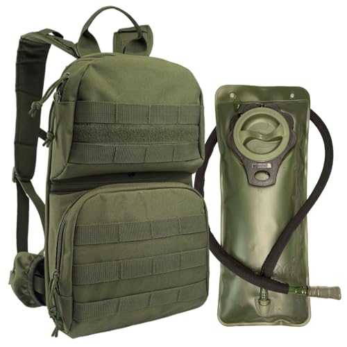 Hannibal Tactical 10L Hydration Pack, Water Backpack with 2.5L Water Bladder, MOLLE System for Outdoor Hiking, Biking, Running, Olive