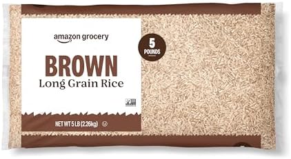 Amazon Grocery, Brown Long Grain Rice, 5 Lb