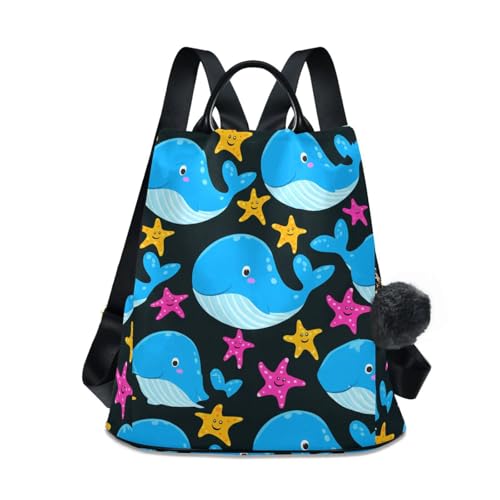 Sac à dos femme à pois et baleines bleues pour la ville