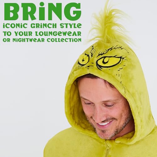 The Grinch Mens Fleece Hooded Onesie, Fluffy Loungewear - Funny Gifts for Him (Green, M) - Image 2
