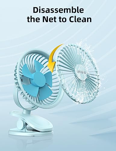 Image of UN1QUE Portable Fan,1800mAh Rechargeable Mini Table Fan,Small Desk Fan 3 Speed,Brushless Motor 3000RPM High Speed Usb Fan,Quiet Clip Fan for Office Kitchen Stroller Camping