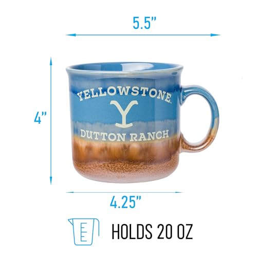 Silver Buffalo Caneca de cerâmica esmaltada reativa Yellowstone Dutton Ranch, 590 ml