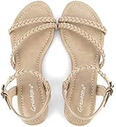 Greatonu Women’s Flat Sandals Slip On Summer Gladiator Open Toe Braided Slingback Shoes