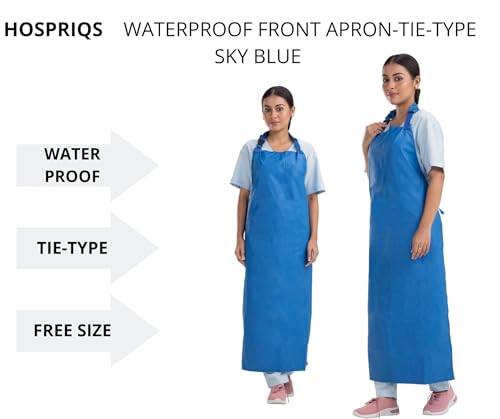 Image of Reusable Waterproof Front Apron -, Size 45 inchx23 inch | Poly Rubber Coated Fabric | Tie-Type with Adjustable Neck Buckle